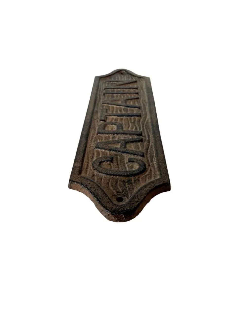 Vintage Cast Iron Captain Sign Nautical Wall Plaque Rustic Decor